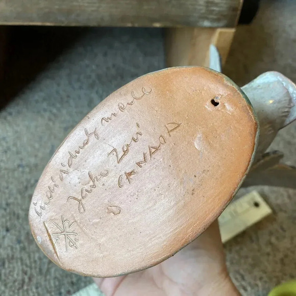 VTG Jarko Zavi Canadian Goose Mates Gray Green Sculpture Figurine Art Pottery - Picture 4 of 6